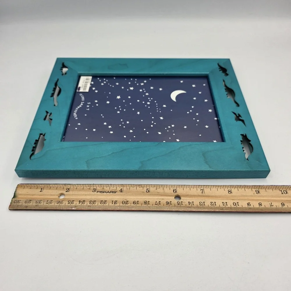 New Vtg 1993 Lasercraft Teal Dinosaur Theme Cutouts Picture Photo Frame 5 X 7